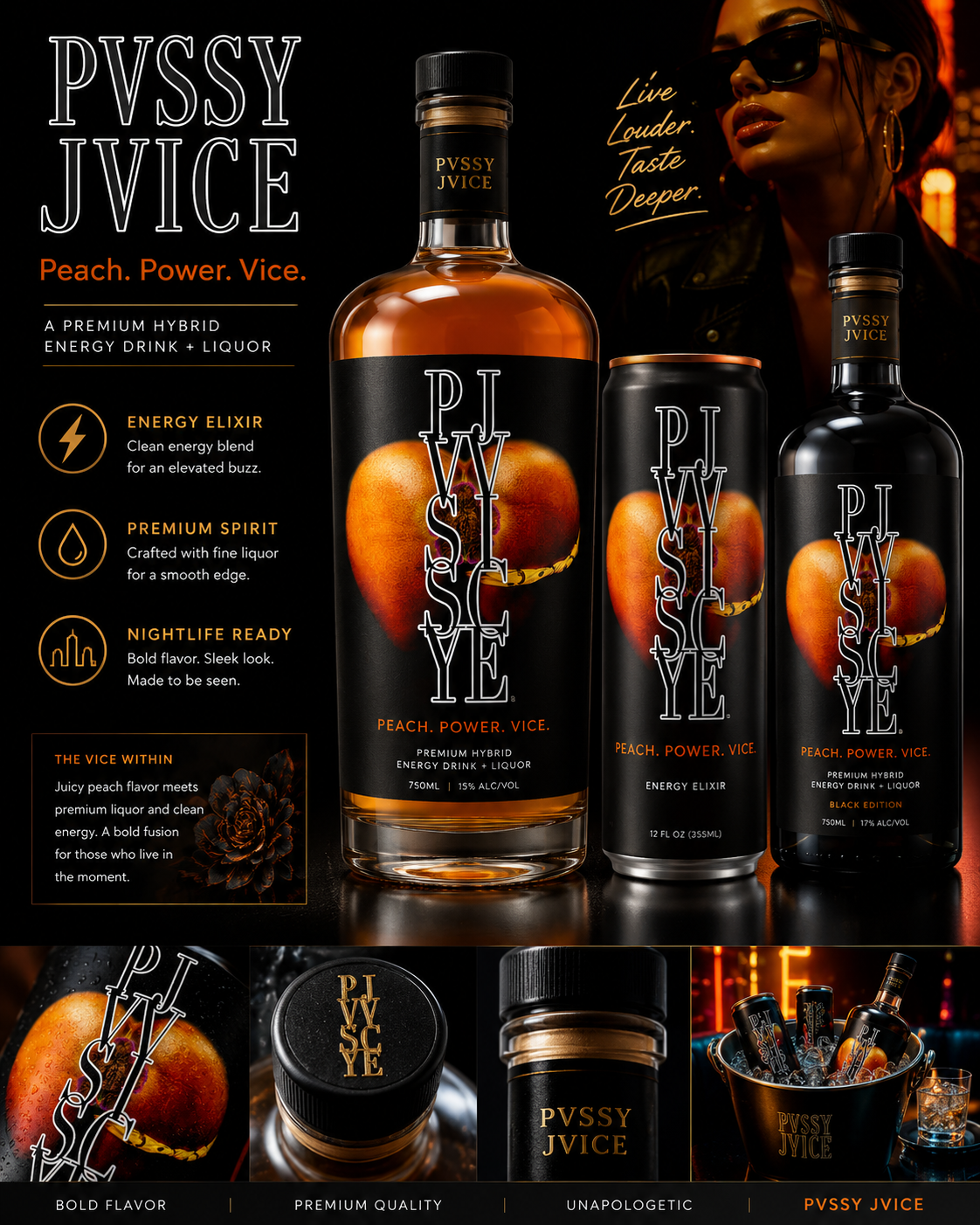 PVSSY JVICE beverage concept board